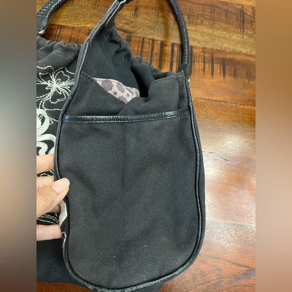 Brighton Black Floral Embroidered Canvas Shoulder Bag - Style U100986 - Picture 2 of 10